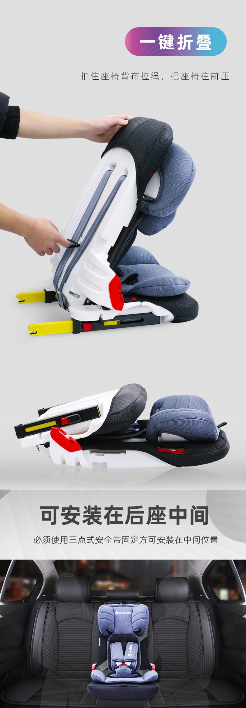 Innokids Car Kids Safety Seat 9 Months to 12 Years Old Baby Car Seat Simple and Portable