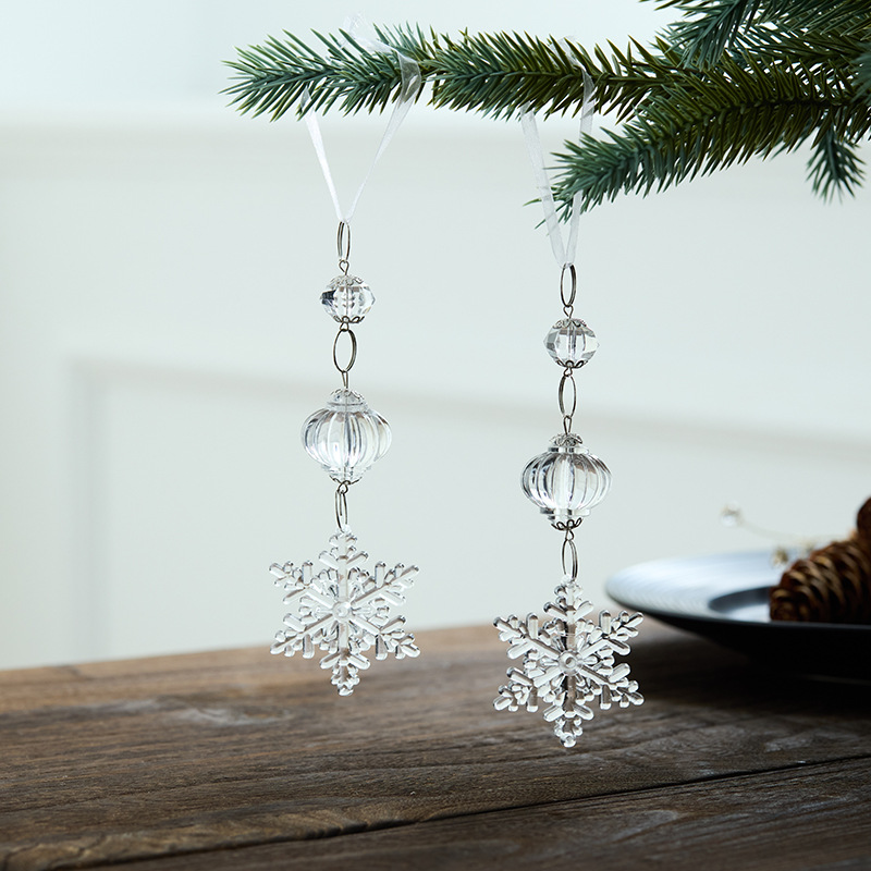 Árbol de Navidad cuentas colgantes de nieve transparentes colgantes de cristal acrílico colgantes de nieve perlas de hielo colgantes