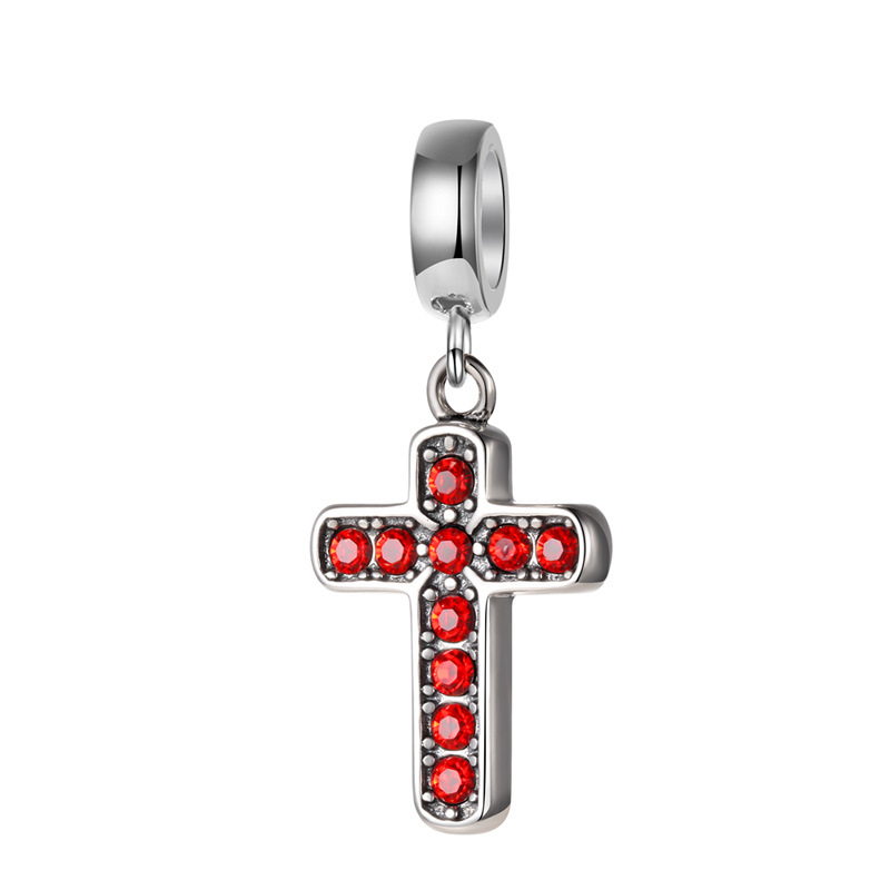 1 Piece Simple Style Cross Sterling Silver Plating Inlay Pendant Jewelry Accessories display picture 1