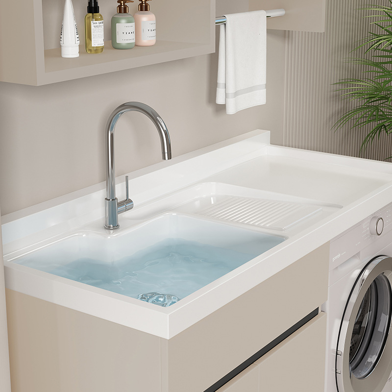 Lavadora de balcón de panal de abeja lavabos tablero de lavabos con tablero de fricción integrado armario de lavadora compañero esquina de corte