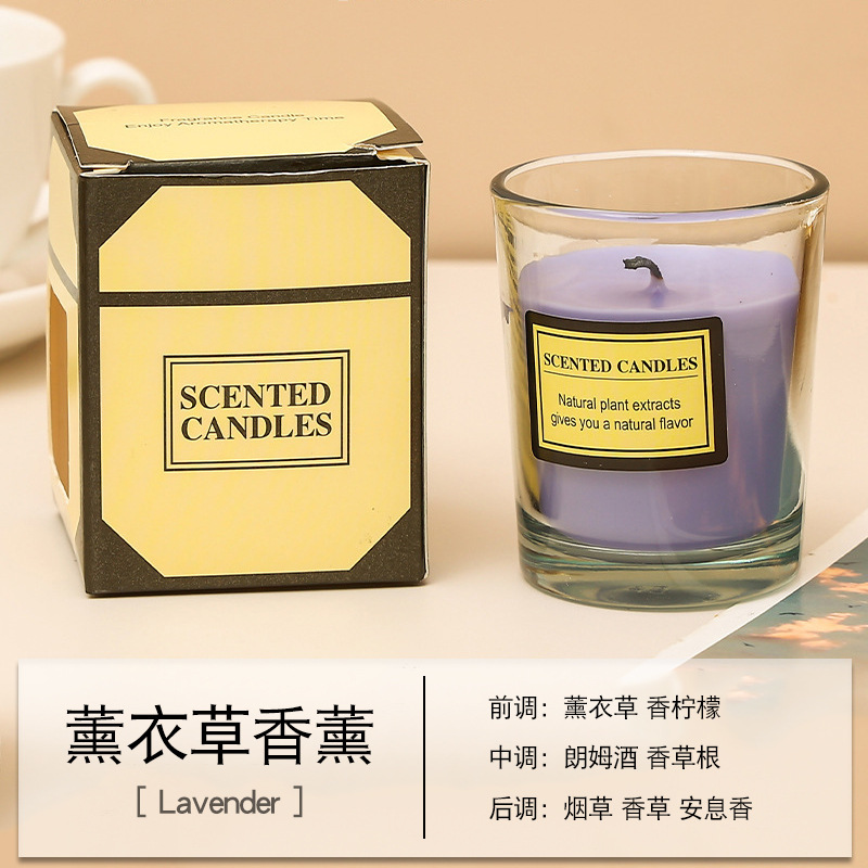Vela aromática de cera vegetal hecha a mano en vaso de vidrio, regalo creativo para dropshipping transfronterizo, adorno para el hogar.