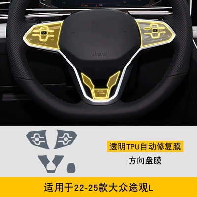 Car interior film – Transparent Tpu Protective Film - 22-25-volkswagen-tiguan-l-steering-wheel-film