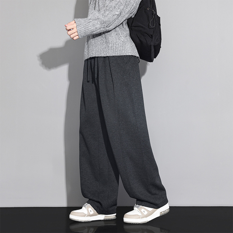 JYF-2711 Wide-Leg Pants 2026 Fall/Winter New Style Relaxed Casual Elastic Waist Loose Versatile Vintage Wide-Leg