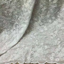 棉布盘绳绣花 3D绣花 立体绣花 厂家直 销 现货供应连衣裙面料