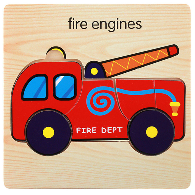 Nuevo rompecabezas tridimensional de madera de mano tráfico animal marino Ilustración cognición rompecabezas infantil juguete de rompecabezas de educación temprana