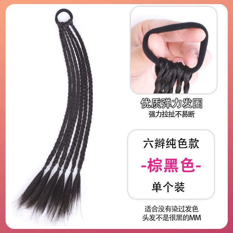 Nuevo estilo chino de las mujeres pequeña trenza Fishbone Twist trenza de boxeo Internet celebridad peluca natural de las mujeres alta cola de caballo