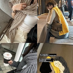 店主は自分で金を残します。ウールの麻花を10% 含む大きいマフラーの女性秋冬の新型のニットマフラーの男女を含みます。