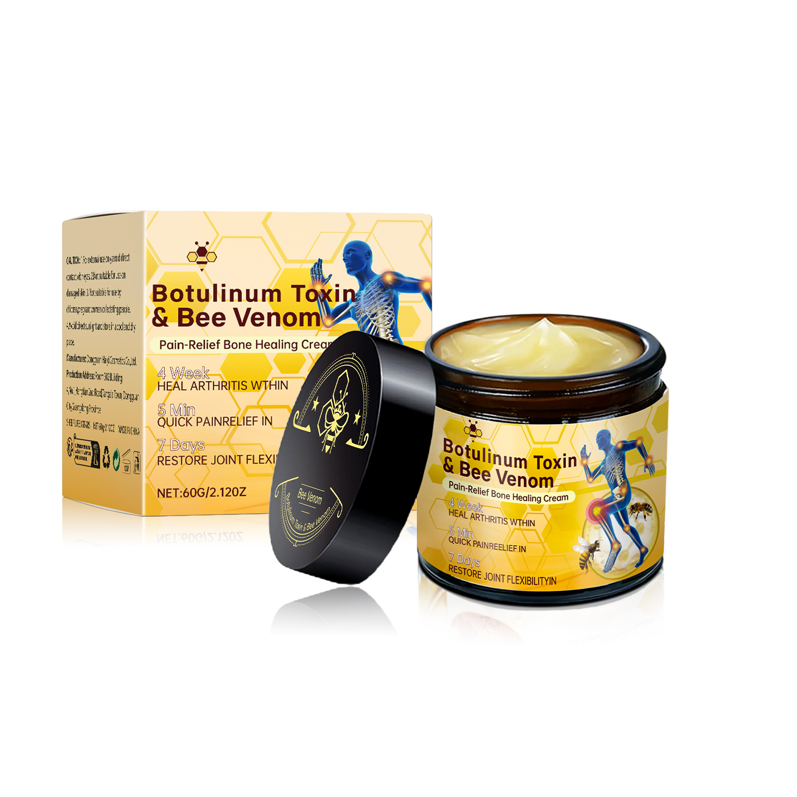 Ostación externa de Amazon TK transfronteriza para aliviar las molestias, masaje corporal, crema nutritiva y suave para articulaciones de veneno de abeja 60g