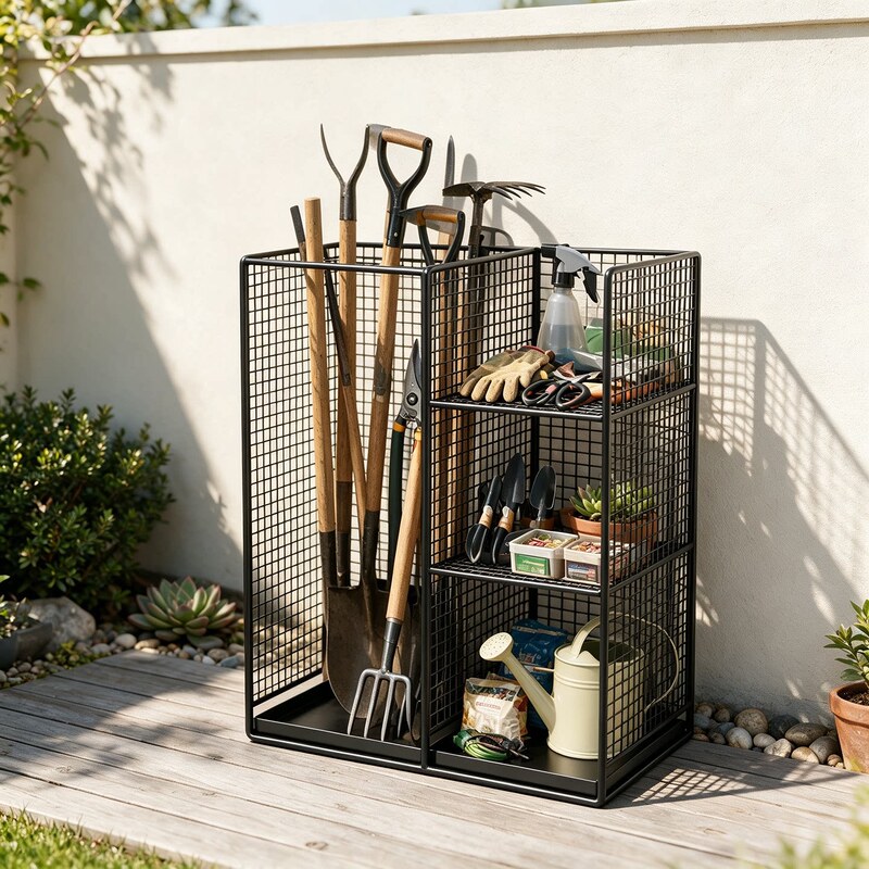 Garden tool storage rack, storage shelf for agricultural and gardening use, large-capacity farm tool display rack for garden, vegetable garden, and courtyard Garden tool storage rack, storage shelf for agricultural and gardening use, large-capacity farm tool display rack for garden, vegetable garden, and courtyard