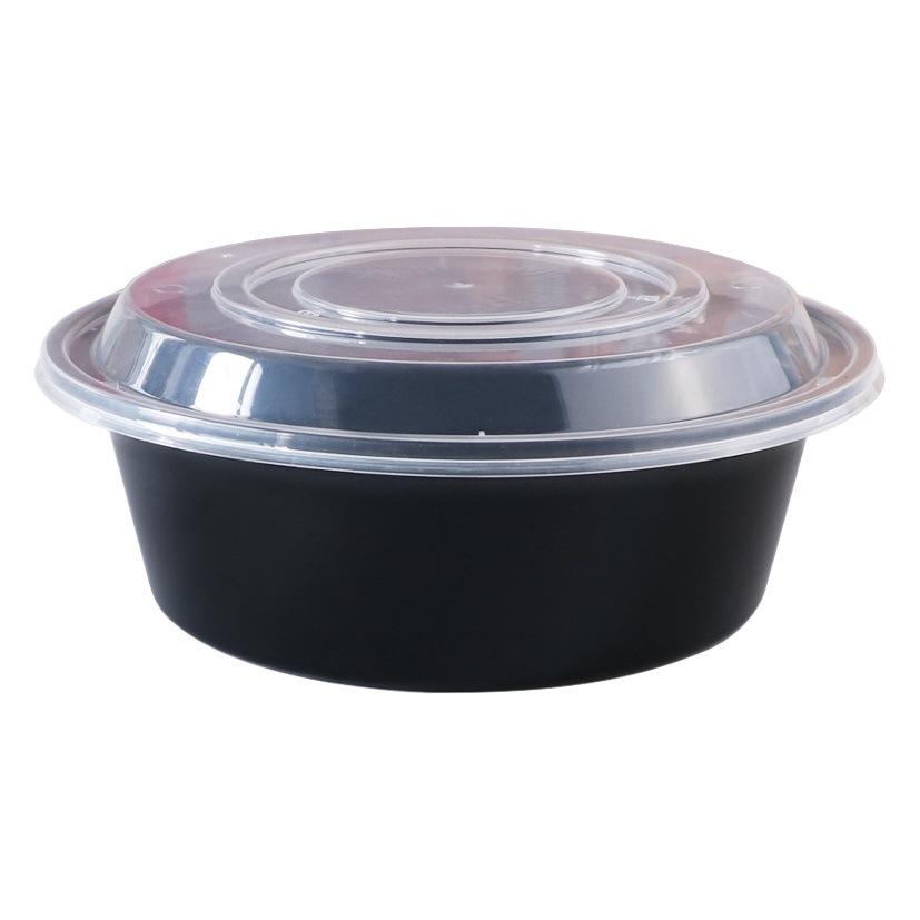 Verde baokang desechable tazón de embalaje americano 1010ml redondo plástico PP transparente para llevar caja de embalaje caja de comida rápida