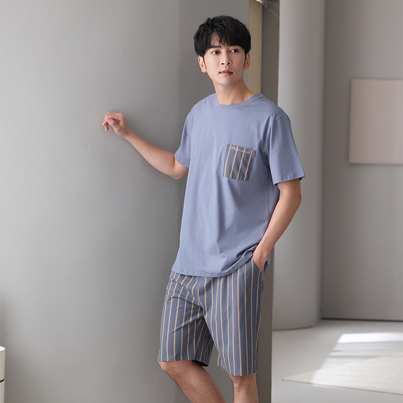 Plus-Size Men's Summer Pajamas, Short-Sleeved Shorts, Loose Casual Oversized Loungewear for Men 150kg for Big Guys