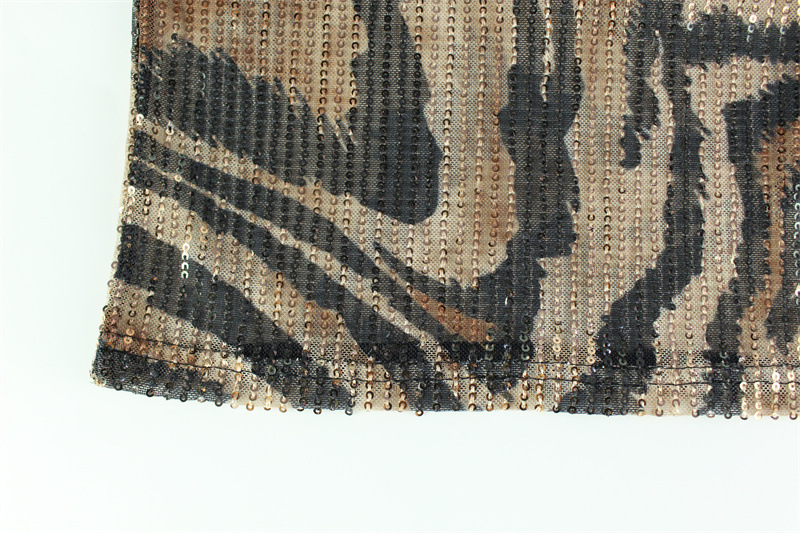 European And American Foreign Trade Women's Clothing New Fashion Sexy V-Destroyed Halter Dress Classic Leopard Pattern Printed Sequined Dress For Women display picture 10