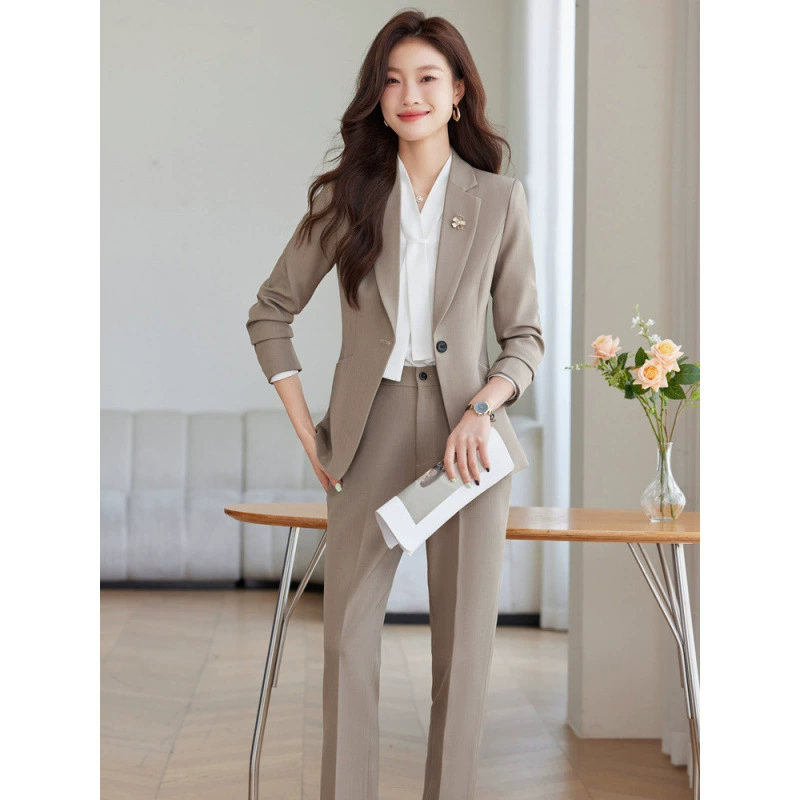 Classic suit, autumn fitted set, elite long-sleeve for work