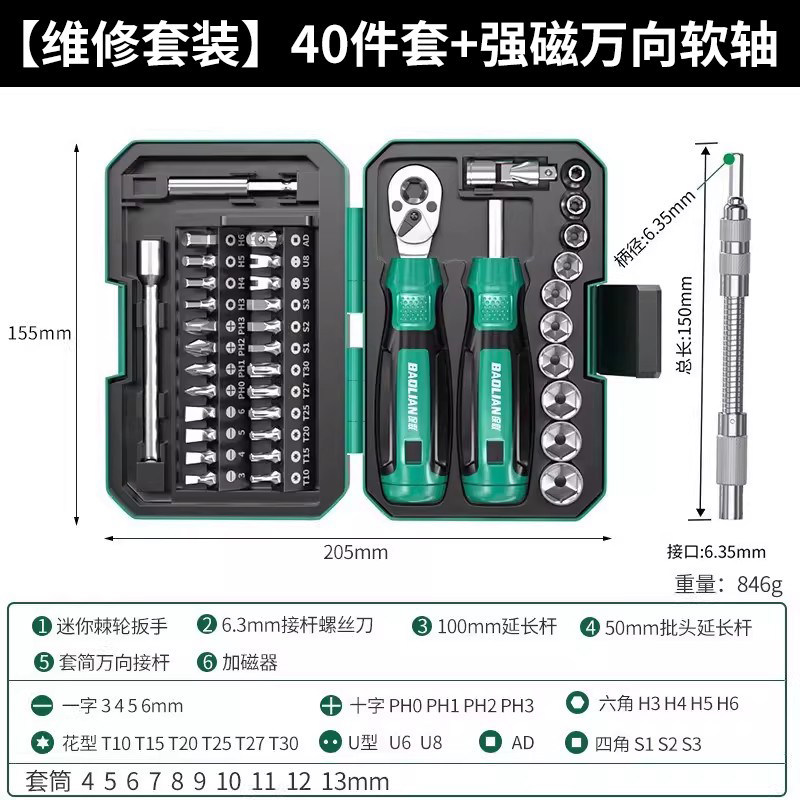 Screwdriver set, motorcycle, bicycle repair tool, repair socket, ratchet wrench, rider's tool kit