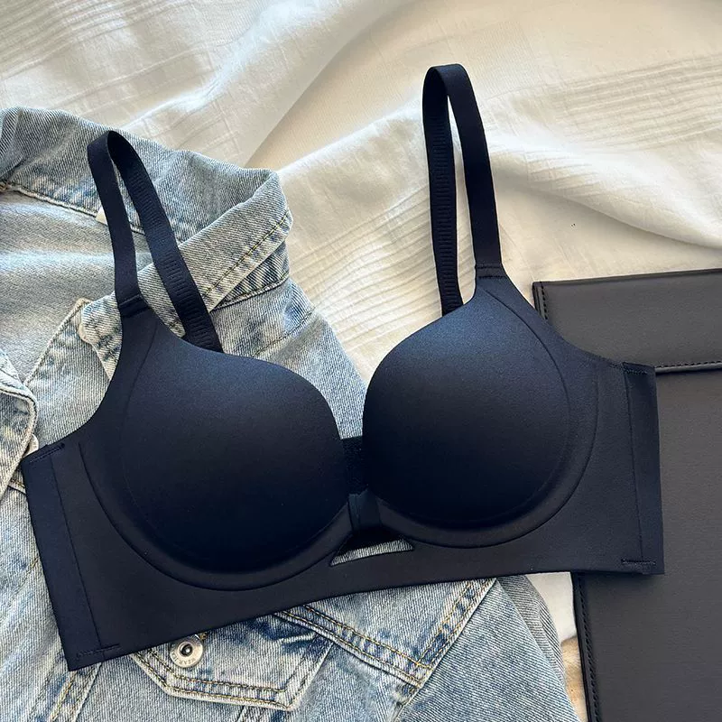 Breathable supporting underwear, burgundy wireless bra, plus size