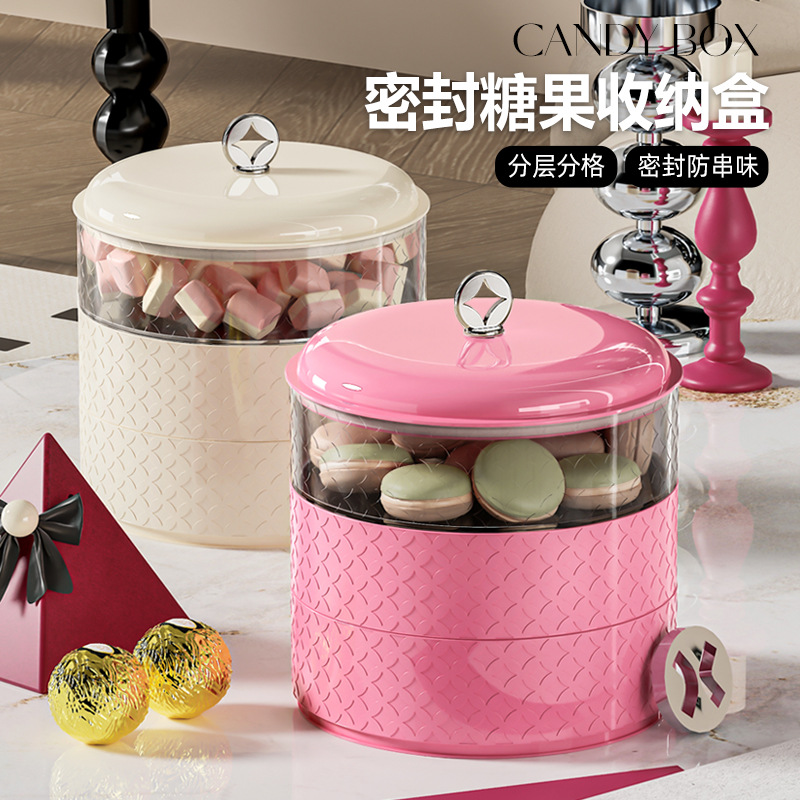 Light Luxury High-end Multi-layer Fruit Tray Household Living Room New Dried Fruit Storage Box Sealed Nut Snack Plastic Candy Box
