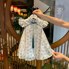 Summer Girls' Dress Baby Fashionable Children's Individual Trend Brand Chinese Style Ancient Style Tang Suit Cheongsam Hanfu