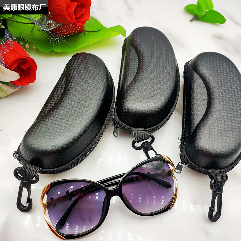 black handheld glasses with zipper