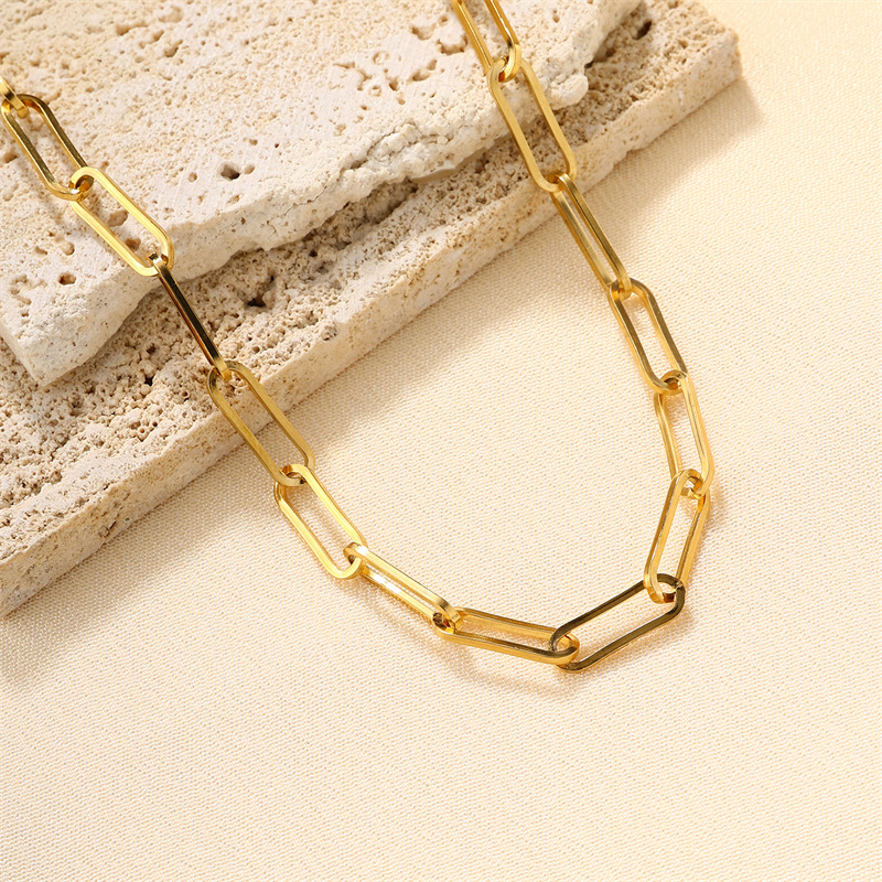 304 Stainless Steel Material Solid Color Pattern Wholesale Jewelry Simple Style Solid Color 304 Stainless Steel Plating Necklace