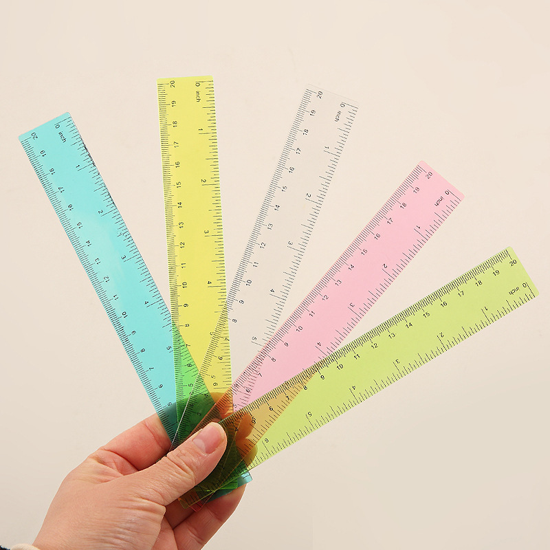 Colorful plastic ruler creative drawing tool 20cm scale cute transparent stationery primary school student ruler wholesale