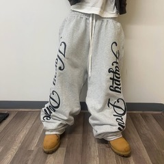 2025街頭紳士服プリントストレートパンツアメリカンヒップホップファッションカジュアルパンツゴシック原宿レトロゆるいスポーツ
