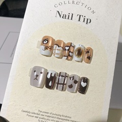 卡通布朗熊穿戴甲巧克力焦糖色甜心美甲貼片可愛小眾預製甲片成品