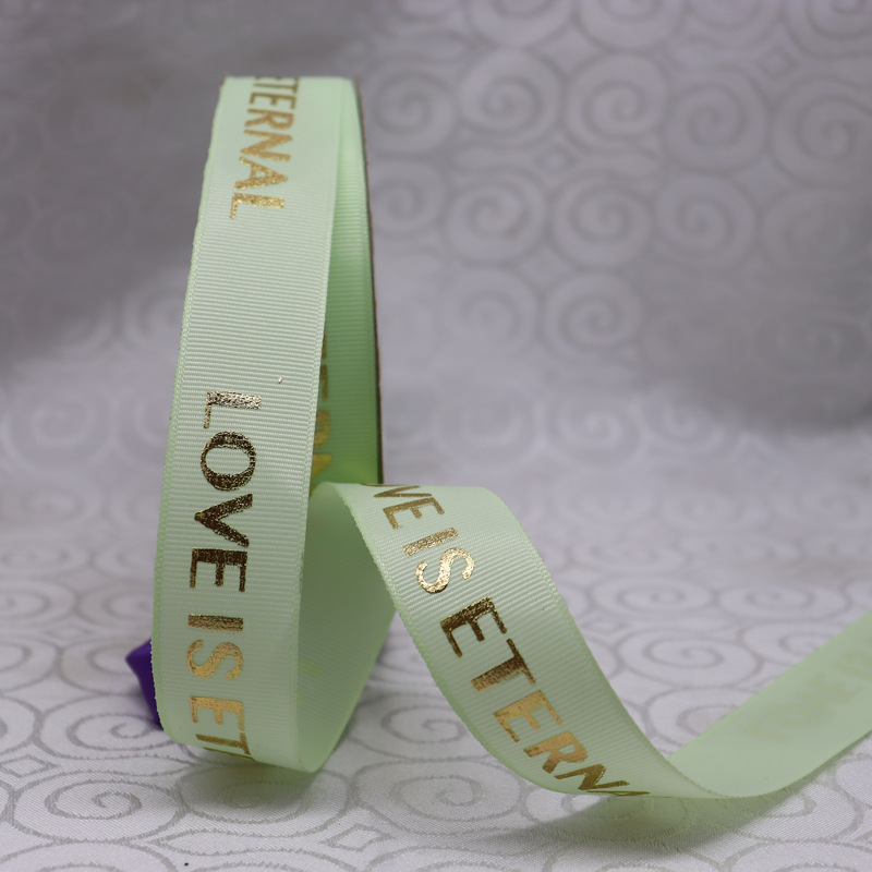 Cinta acanalada personalizada de 2.5 cm con estampado dorado de "love" para embalaje de bodas, envoltura de regalos, Navidad y Año Nuevo.