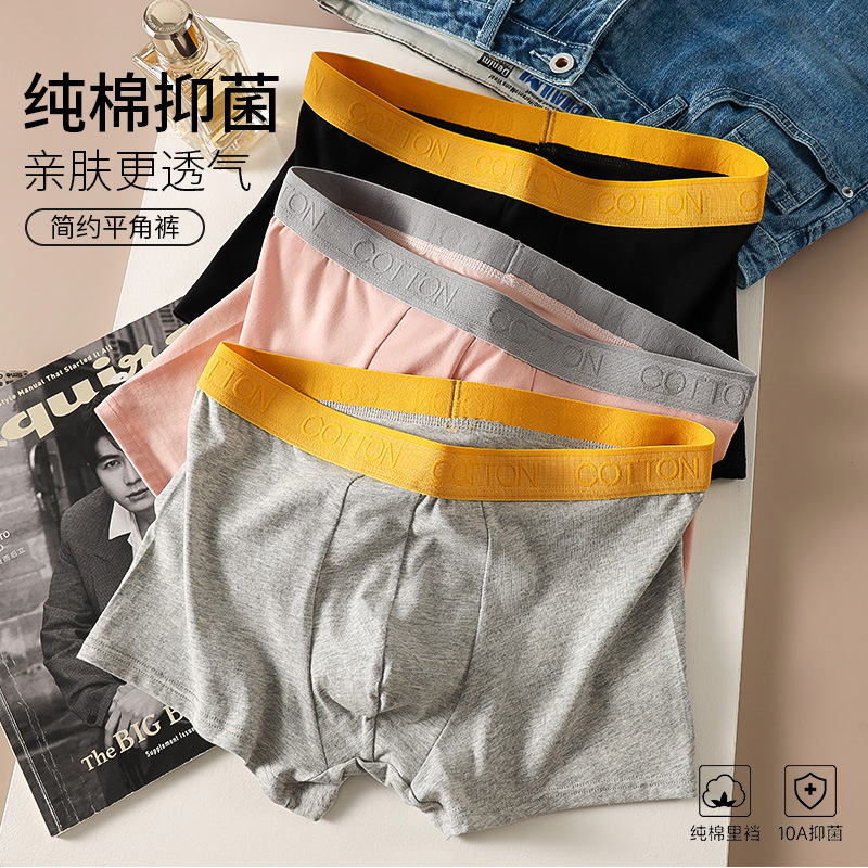 Pantalones interiores de algodón masculino 100% algodón antibacteriano de alta calidad pantalones cortos deportivos de ángulo plano de cuatro ángulos de algodón masculino