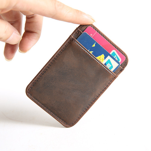 Retro Crazy Horse first-layer cowhide short card holder men's genuine leather bank card holder ultra-thin mini business card holder