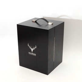 黑色双开门木盒优质烤漆 洋酒红酒木盒包装红酒盒定制