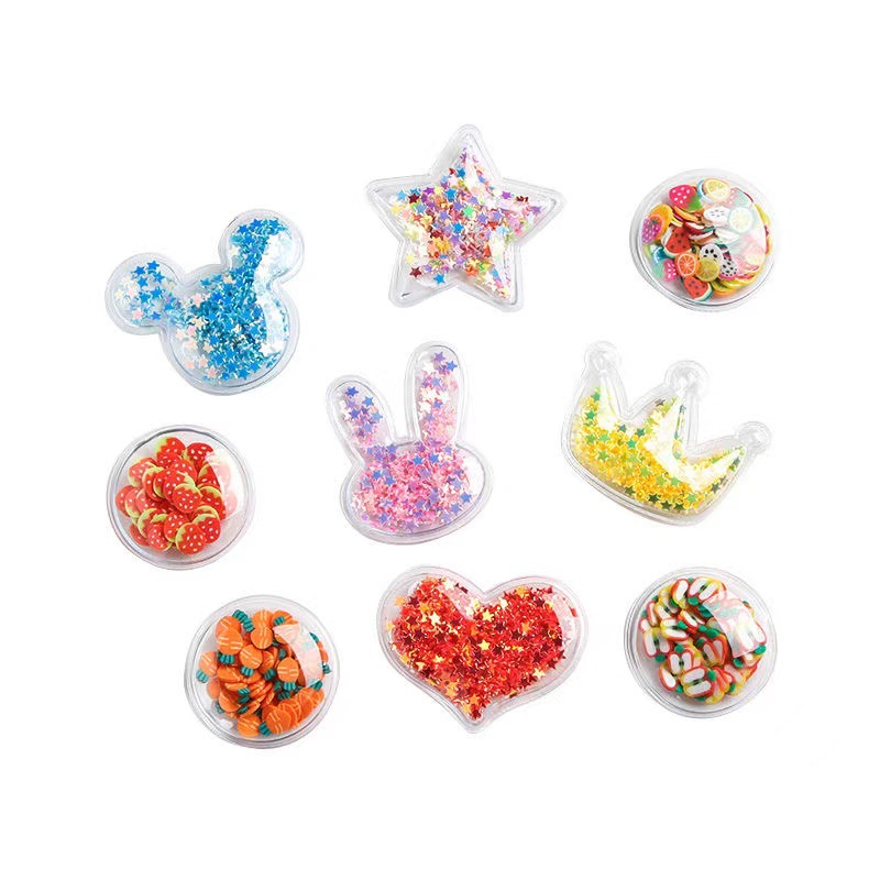 定制亮片流沙充气标帽子包包热压车缝标五角星爱心珠片儿童服装标