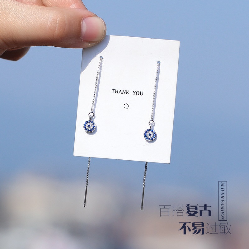 Pendientes de diseño de nicho mujer 925 plata esterlina elegante día Corea del Sur personalidad simple borla larga pendientes del todo-fósforo image 5