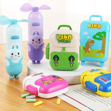 电动自动橡皮擦风扇套装儿童可爱卡通创意礼物多功能小风扇文具品