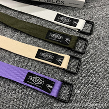 ins潮牌日系双环扣编织帆布细裤带运动休闲百搭网红工装裤腰带