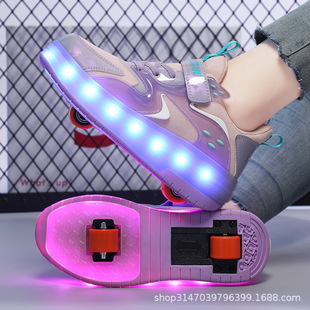 A generation of double walking shoes men's and women's soles with wheels pulley shoes net red walking automatic skates