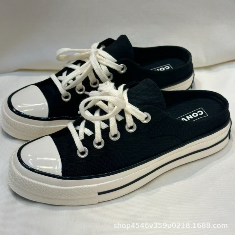 Putian 1970S Chuck Taylor Thick-Soled Low-Top Comfortable Breathable Slip-On Simple Half-Slip Canvas Shoes