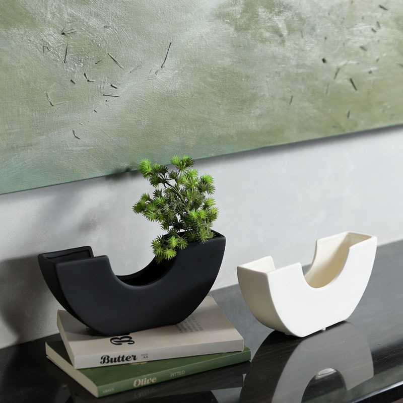 Decoración floral para la sala de estar decorativa japonesa moderna minimalista para el hogar creativa en blanco y negro vasijas de cerámica china