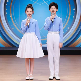 儿童初中小学生合唱团爱国朗诵比赛演出服女童演讲服装主持人礼服