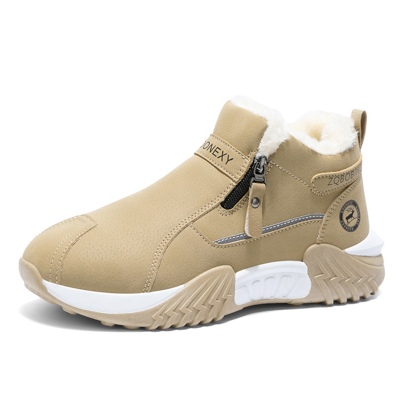 Zapatos de hombre de un pie de invierno nuevos zapatos de algodón cálidos de lana de alta altura hombres casuales deportivos cómodos zapatos de conducción de trabajo