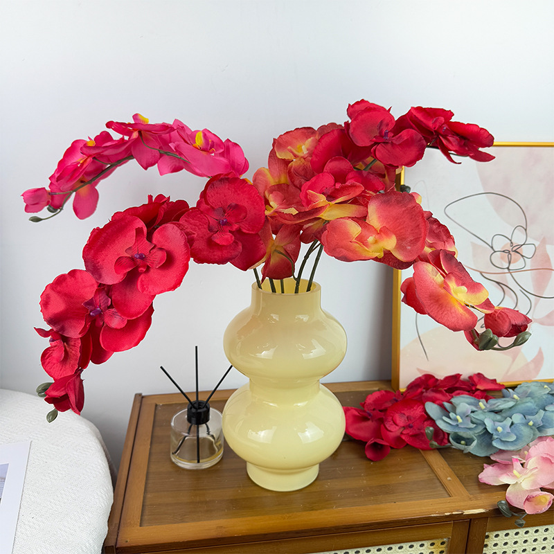 8 Heads of Phalaenopsis Artificial Flowers for Home Living Room Decoration Flowers Hotel Wedding Room Layout Artificial Flowers Amazon Cross-Border Wholesale