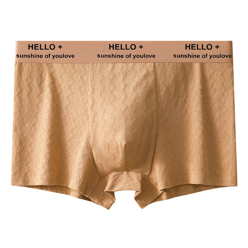 Ropa interior de algodón para hombre, pantalones bóxer de cintura media agradable para la piel de otoño e invierno, pantalones cortos bóxer de color sólido jacquard para hombre, cabeza