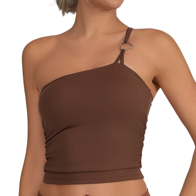 Europa y Estados Unidos comercio exterior transfronterizo nuevo chaleco deportivo de acondicionamiento físico mujer con almohadilla de pecho un hombro ropa de yoga de pecho