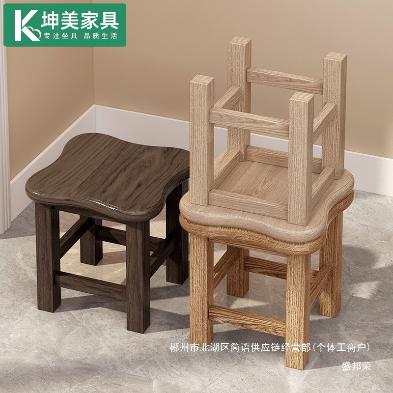 Fábrica directa taburete pequeño banco de madera sólida casera taburete de salón taburete de madera taburete bajo silla creativa para niños