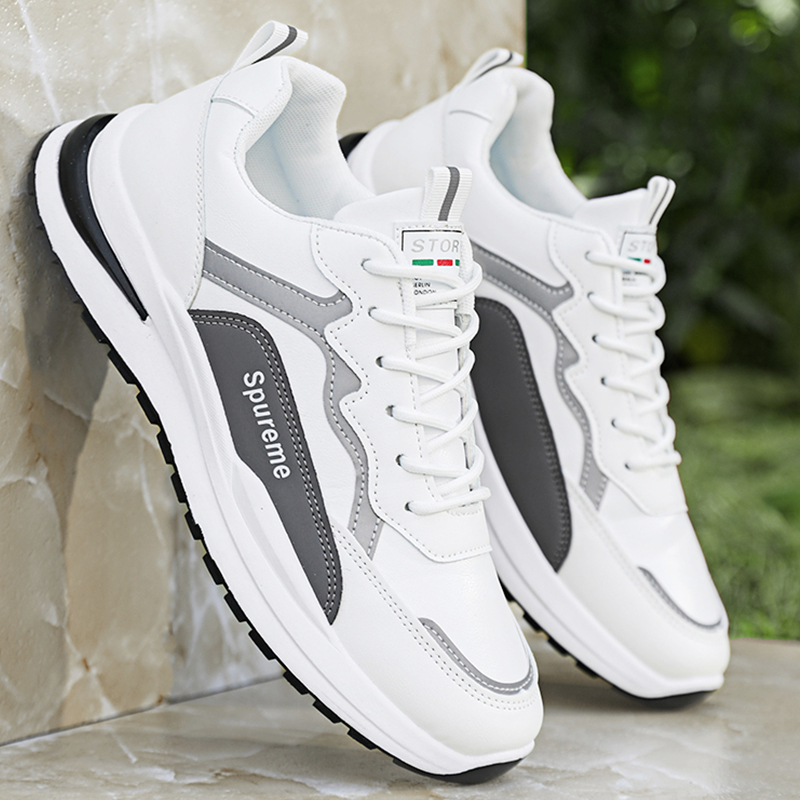 Zapatos Deportivos de Primavera para Hombre, Nuevos Zapatos Casuales de Cuero Impermeables Antideslizantes Negros para Hombre, Zapatos Deportivos para Correr para Hombre