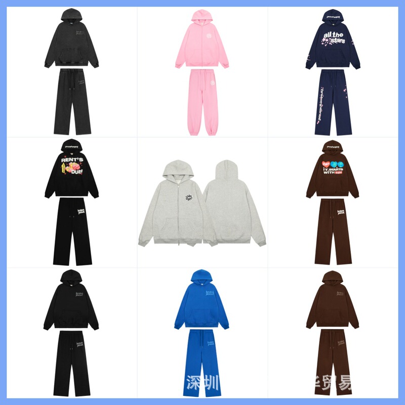 2025 Cross-Border American Bpm Broken Planet Hoodie Money Star Letter Foam Men's and Women's Hooded Sweatshirt Hoodie