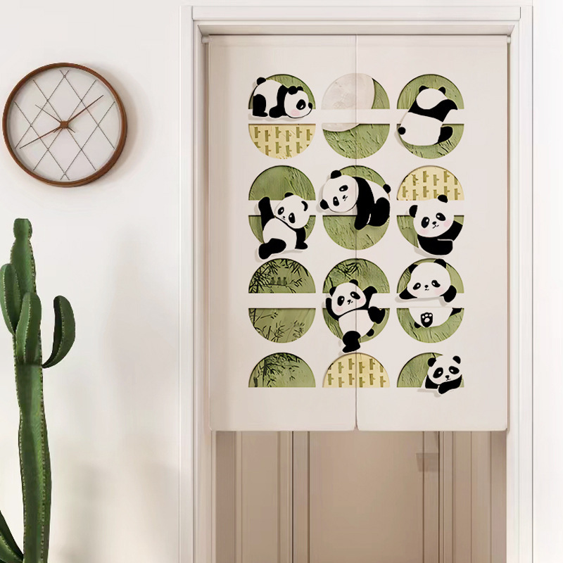 Door curtain partition curtain punch-free household toilet toilet curtain kitchen bedroom covering cloth half curtain cotton and linen hanging