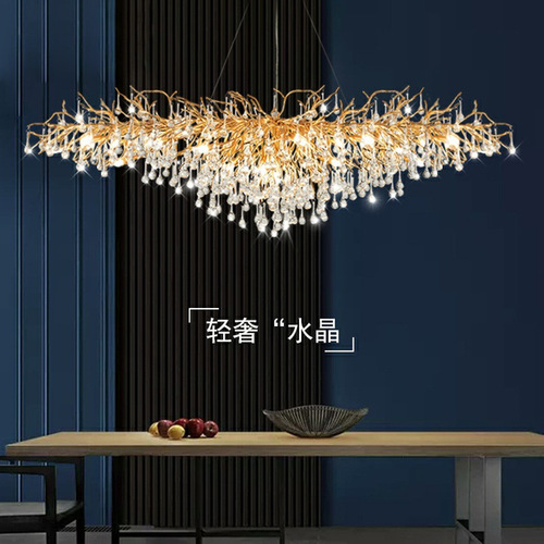 French light design dining room crystal chandelier water drop tree branch living room dining room luxury villa crystal pendant light