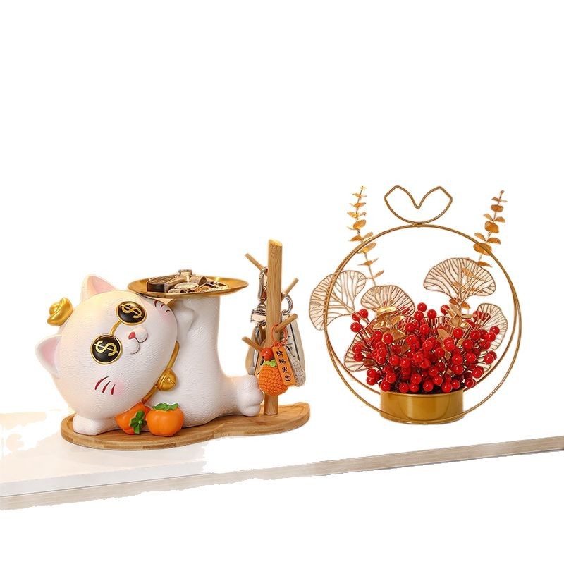 LUCKCAT 집들이 선물 키 보관 현관 장식품 거실 빛 고급 고급 고급 장식 이동 새 집 선물