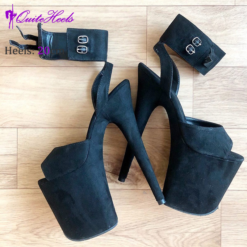 Giày cao gót nữ mũi nhọn gót 20 cm phong cách Âu Mỹ đi catwalk — Đỏ rượu, Màu đen, Màu hồng, Màu mơ chi tiết 1