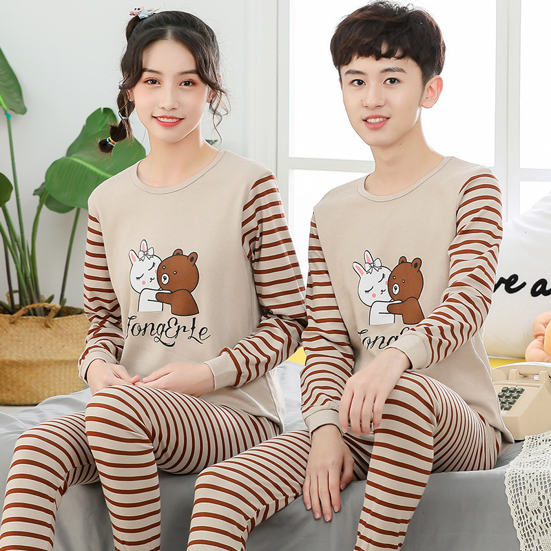 Otoño e Invierno de los niños ropa de otoño pantalones largos juventud algodón cuello redondo ropa interior traje niños y niñas pijamas calientes suéter de algodón